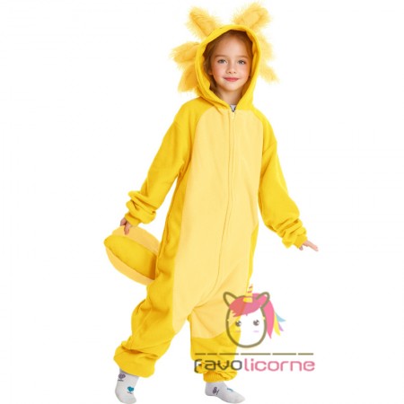 Costume d'axolotl jaune pour enfants combinaison d'Halloween cosplay facile tenue de fête pyjama