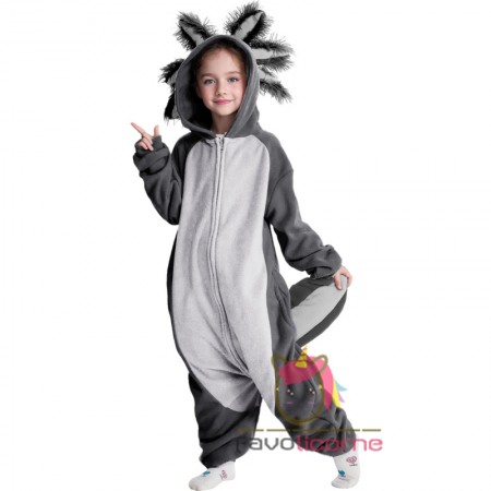 Costume d'axolotl gris pour enfants combinaison d'Halloween cosplay facile tenue de fête pyjama