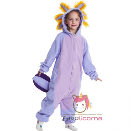 Costume d'axolotl violet pour enfants combinaison d'Halloween costume de cosplay facile tenue de fête pyjama