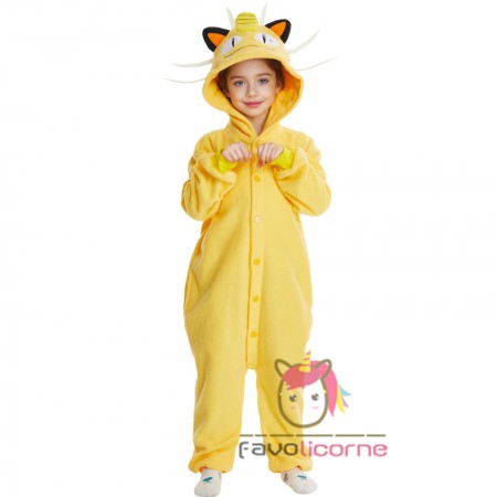 Costume Meowth pour enfants combinaison d'Halloween cosplay facile tenue de fête pyjama